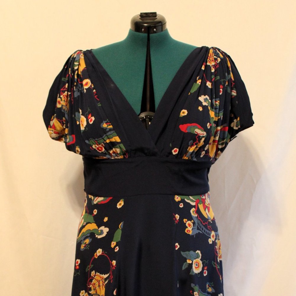 100% Silk Obi4 Blue Geisha Dress